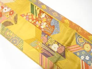 アンティーク 引箔瑞宝矢立文織出し袋帯(材料)